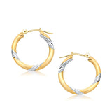 14k Two Tone Gold Polished Hoop Earrings (20 mm) thumbnail 2