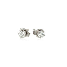 Load image into Gallery viewer, 14k White Gold Diamond Four Prong Stud Earrings (1/4 cttw)