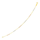 14K tri-color gold station bracelet with textured gold beads thumbnail 1