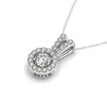 Load image into Gallery viewer, Round Pendant with Split Bail and Diamond Halo in 14k White Gold (3/4 cttw)