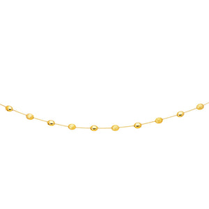 14k Yellow Gold Necklace with Polished and Textured Pebble Stations