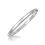 Sterling Silver Rhodium Plated Slim Dome Motif Bangle thumbnail 1