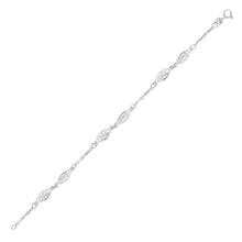 Load image into Gallery viewer, 14k White Gold Filigree Marquise Stationed Anklet