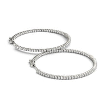 Load image into Gallery viewer, 14k White Gold Slim Two Sided Diamond Hoop Earrings (1 1/2 cttw)