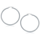 14k White Gold Polished Hoop Earrings (50 mm) thumbnail 2