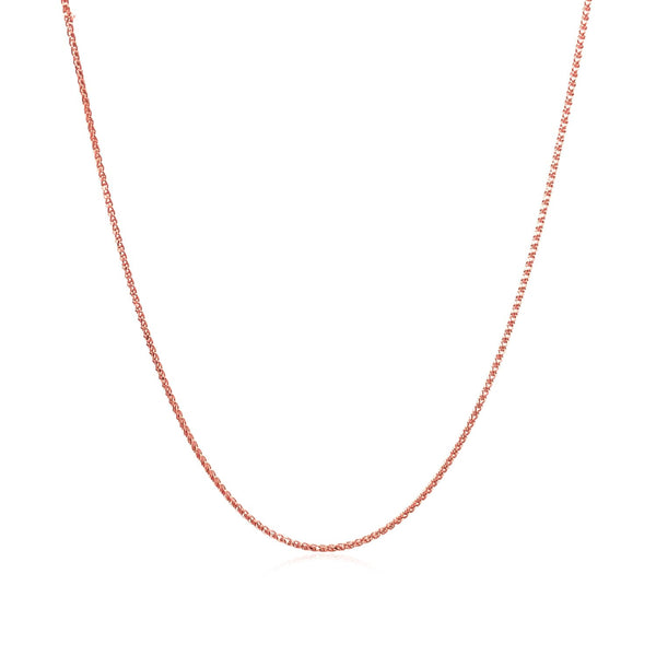 14k Rose Gold Diamond Cut Round Wheat Chain 0.6mm