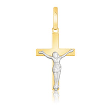 Load image into Gallery viewer, 14k Two Tone Gold Crucifix Motif Pendant