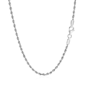 2.25mm 14k White Gold Solid Diamond Cut Rope Chain