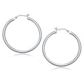 14K white gold polished hoop earrings, 40 mm, no stones