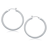 14k White Gold Polished Hoop Earrings (40 mm) thumbnail 1