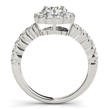 Load image into Gallery viewer, 14k White Gold Round Floral Motif Diamond Engagement Ring (1 5/8 cttw)