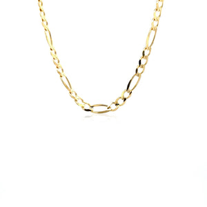 4.5mm 14k Yellow Gold Solid Figaro Chain