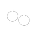 14k White Gold Polished Hoop Earrings (2- mm) thumbnail 1
