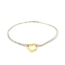 Load image into Gallery viewer, 14k Yellow Gold and Sterling Silver Anklet with a Single Open Heart Station