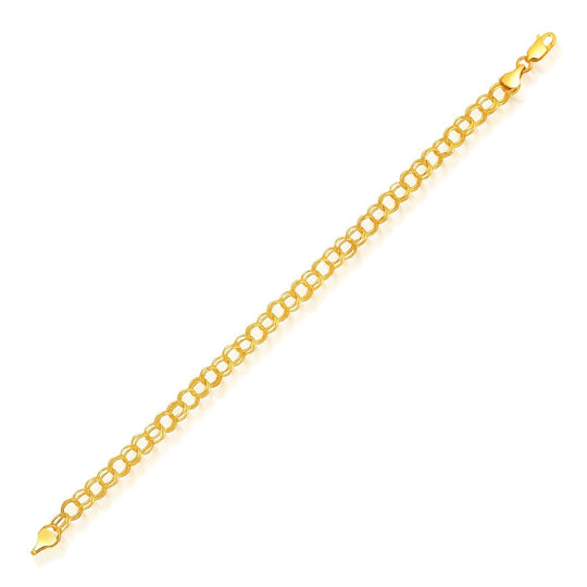14K yellow gold 5.0 mm cable link charm bracelet with secure clasp
