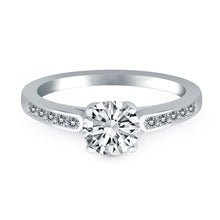 Load image into Gallery viewer, 14k White Gold Diamond Channel Cathedral Engagement Ring