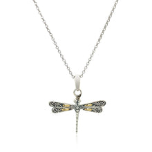 Load image into Gallery viewer, 18k Yellow Gold and Sterling Silver Pendant in a Dragonfly Design