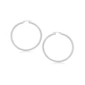 14k White Gold Polished Hoop Earrings (25 mm)