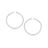 14k White Gold Polished Hoop Earrings (25 mm) thumbnail 2