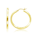 14k Yellow Gold Diamond Cut Hoop Earrings thumbnail 1