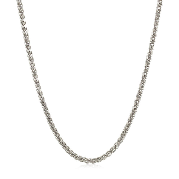 2.1mm 14k White Gold Round Wheat Chain