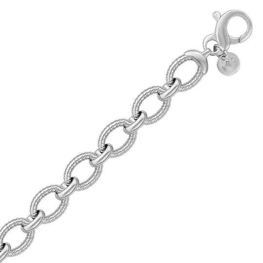 925 sterling silver cable link bracelet with oval interlocking chain links