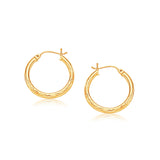 14K yellow gold hoop earring with diamond-cut finish, 25mm diameter thumbnail 1