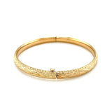 14k Yellow Gold Diamond Cut Design Dome Motif Children's Bangle thumbnail 2