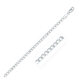 Rhodium Plated 3.7mm Sterling Silver Curb Style Chain thumbnail 2