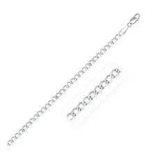 Load image into Gallery viewer, Rhodium Plated 3.7mm Sterling Silver Curb Style Chain