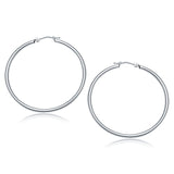 14k White Gold Polished Hoop Earrings (40 mm) thumbnail 2