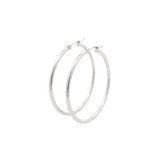 14k White Gold Polished Hoop Earrings (40 mm) thumbnail 3