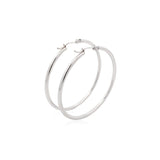 14k White Gold Polished Hoop Earrings (40 mm) thumbnail 4