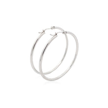 Load image into Gallery viewer, 14k White Gold Polished Hoop Earrings (40 mm)