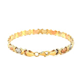 14k Tri-Color Gold Fancy Satin Heart Line Bracelet thumbnail 4