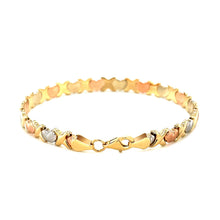 Load image into Gallery viewer, 14k Tri-Color Gold Fancy Satin Heart Line Bracelet