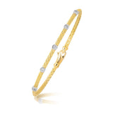 14K two-tone gold basket weave bracelet with diamond accent stations thumbnail 1