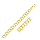 9.0 mm 14k Yellow Gold Solid Double Link Charm Bracelet thumbnail 1
