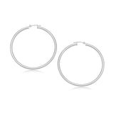 14k White Gold Polished Hoop Earrings (30 mm) thumbnail 1