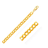 14K yellow gold curb chain bracelet, 10.0mm solid flat Cuban links thumbnail 1
