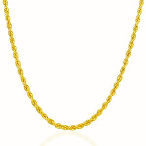 3.0mm 14k Yellow Gold Solid Rope Chain