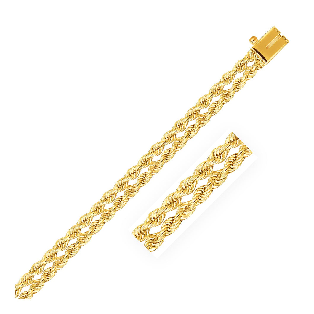 5.0 mm 14k Yellow Gold Dual Row Rope Bracelet