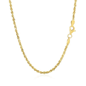 2.25mm 10k Yellow Gold Solid Diamond Cut Rope Chain