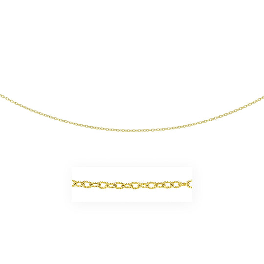 2.5mm 14k Yellow Gold Pendant Chain with Textured Links