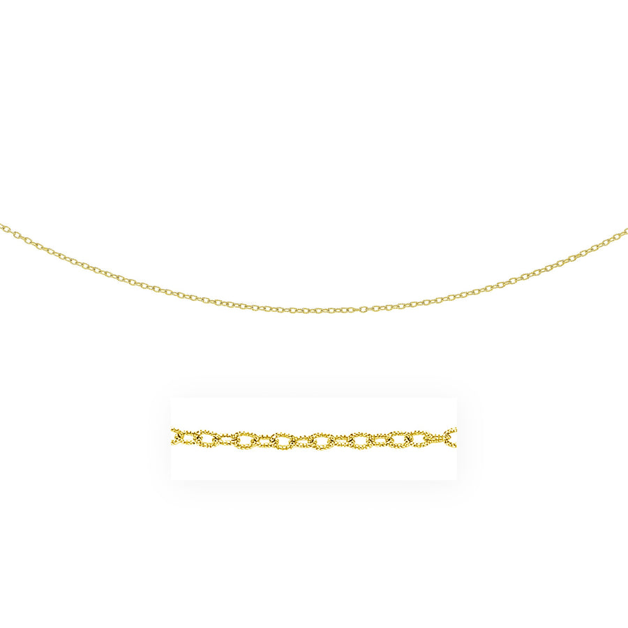 2.5mm 14k Yellow Gold Pendant Chain with Textured Links