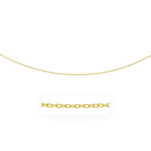 2.5mm 14k Yellow Gold Pendant Chain with Textured Links