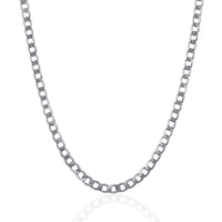 Rhodium Plated 4.7mm Sterling Silver Curb Style Chain
