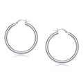 14K white gold polished 40 mm hoop earrings with no stones