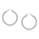 14k White Gold Polished Hoop Earrings (40 mm) thumbnail 1