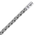 Oxidized 925 sterling silver men's cable chain bracelet with secure clasp